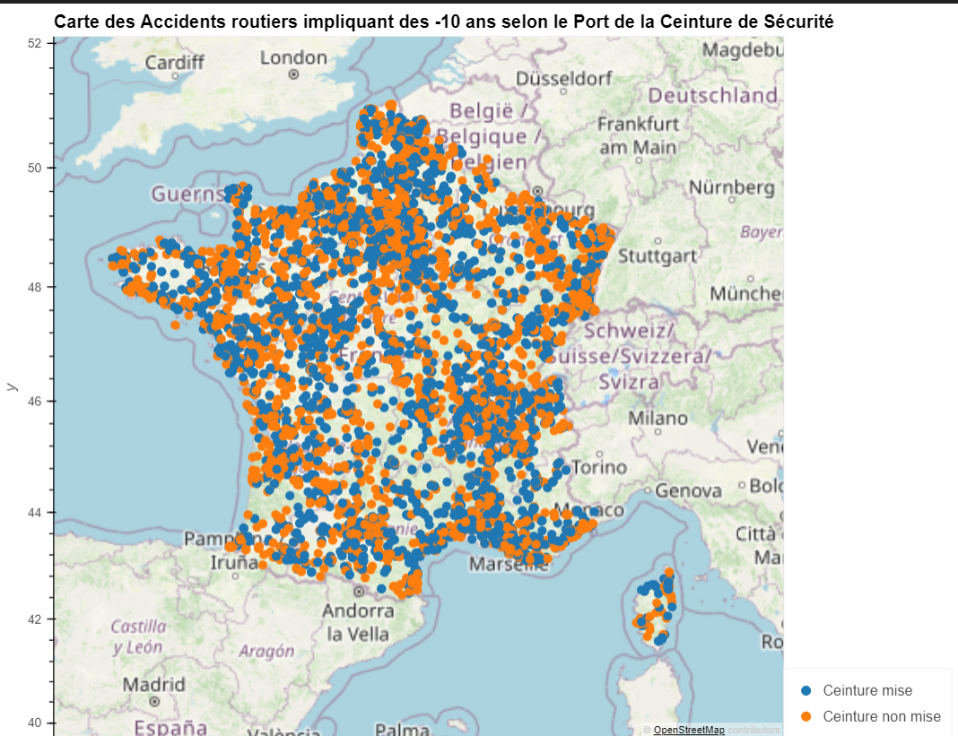 Répartition des accidents selon l'utilisation de la ceinture